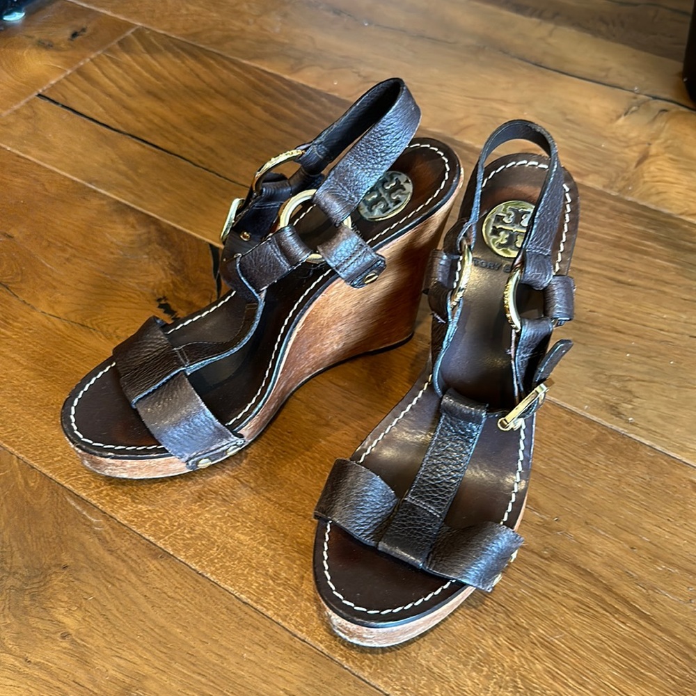 Tory Burch wooden wedges